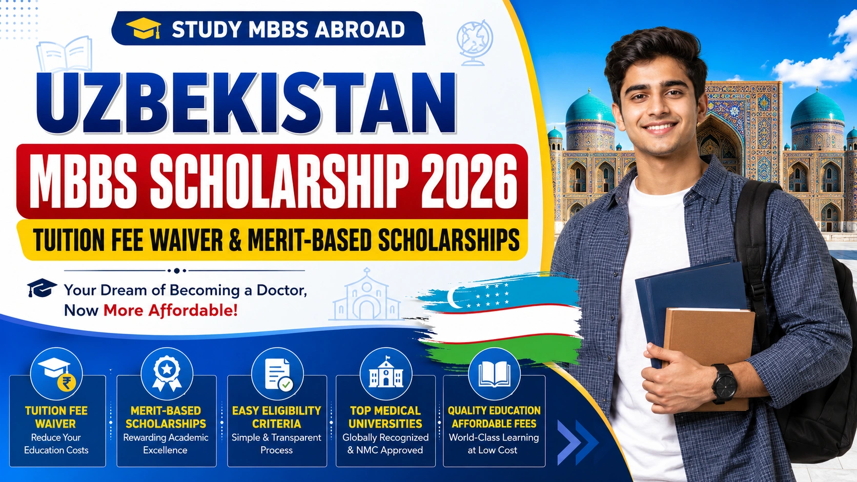 Uzbekistan MBBS Scholarship 2026: Tuition Fee Waiver & Merit-Based Scholarships